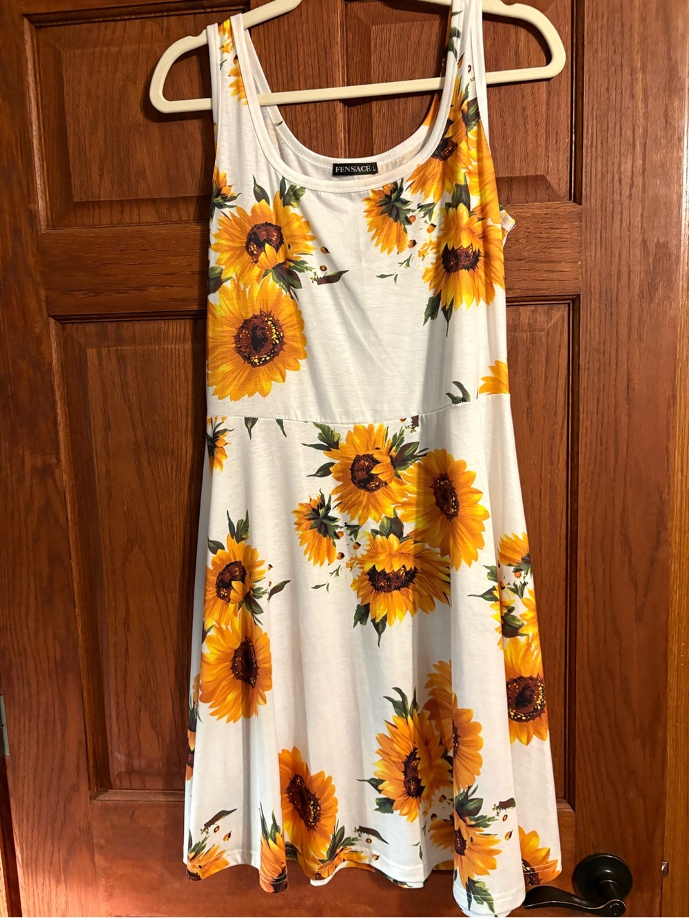 Fensace White Sunflower Tank Dress